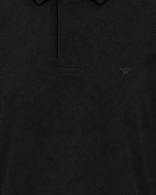 Emporio Armani Black Button Detailed Long-Sleeved Polo Shirt for men