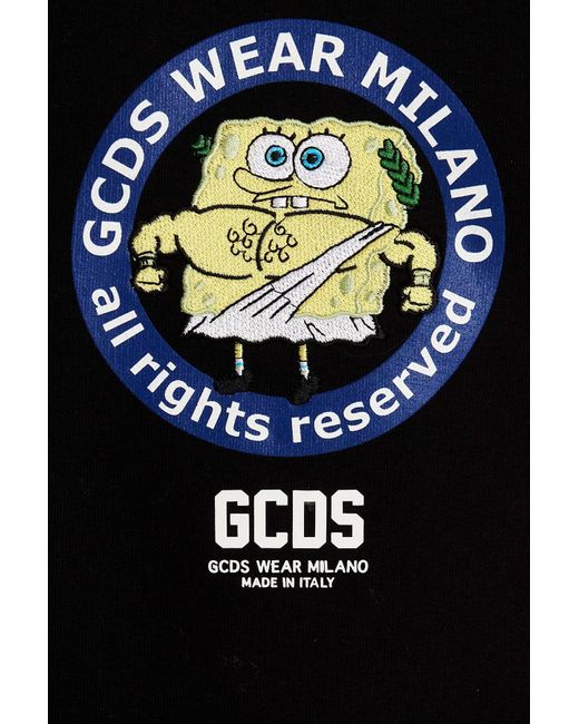 Gcds Black Graphic Printed Long-Sleeved Hoodie for men