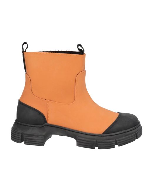 Ganni Brown Two-Color Ankle Boots