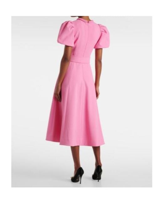 Rebecca Vallance Pink Rosita Puff-Sleeve Midi Dress