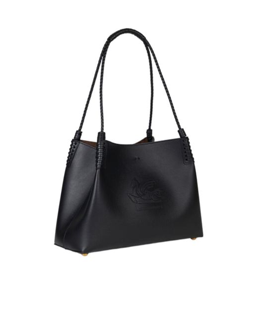 Etro Black Libra Pegaso Patch Small Tote Bag