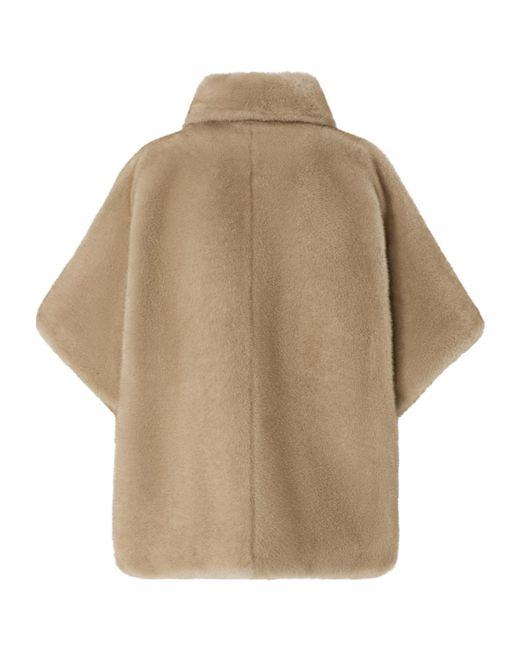 Pinko Natural High-Neck Short Sleeved Cape Coat