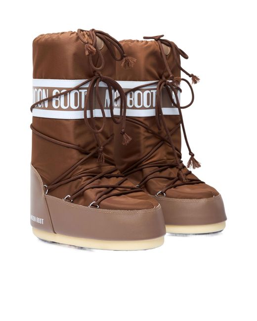 Moon Boot Brown Icon Logo Printed Lace-Up Boots for men