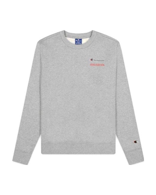 Champion Gray Printed Round-Neck Sweater