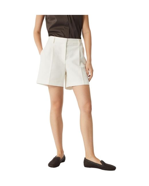 Brunello Cucinelli White Embellished Tailored Shorts