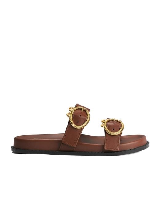 Dior Brown Open-Toe Round-Toe Slippers