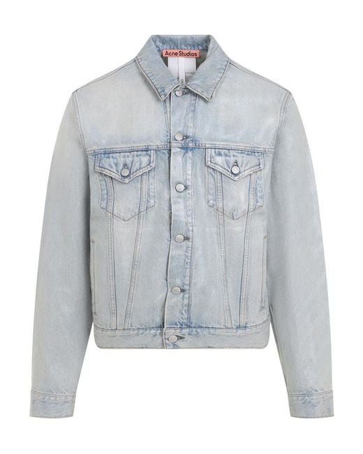 Acne Blue Collared Button-Up Denim Jacket
