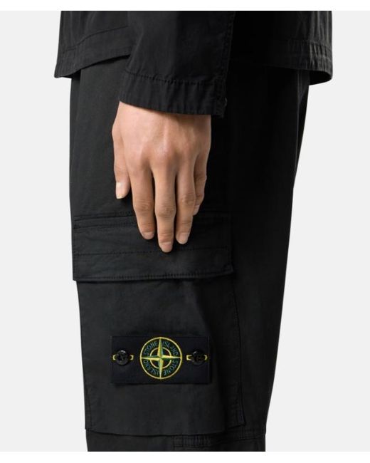 Stone Island Black Tapered Cargo Trousers for men
