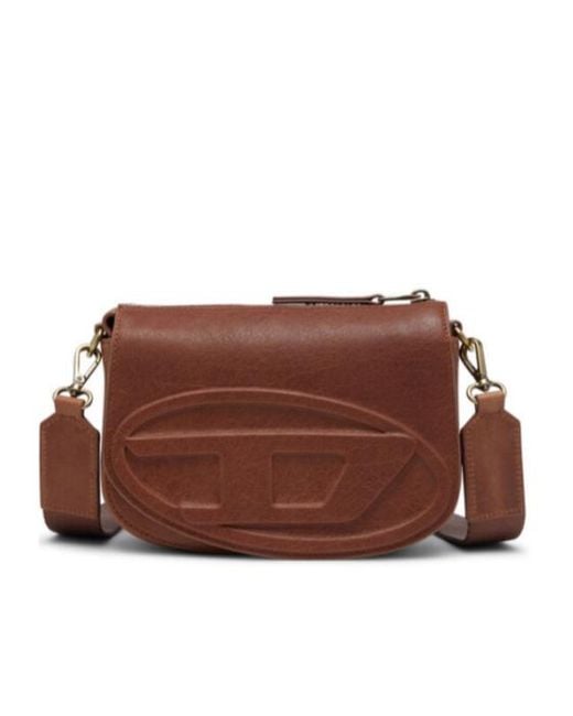 DIESEL Brown 1Dr Logo Embossed Camera Bag