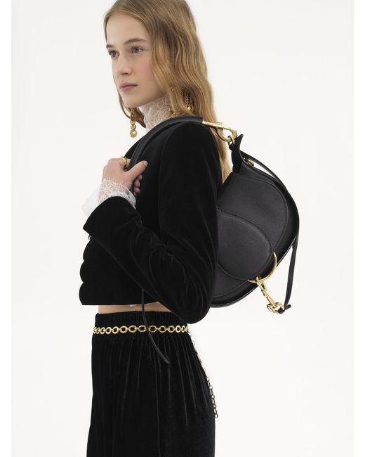 Chloé Black Chloé Logo Detailed Foldover Top Shoulder Bag