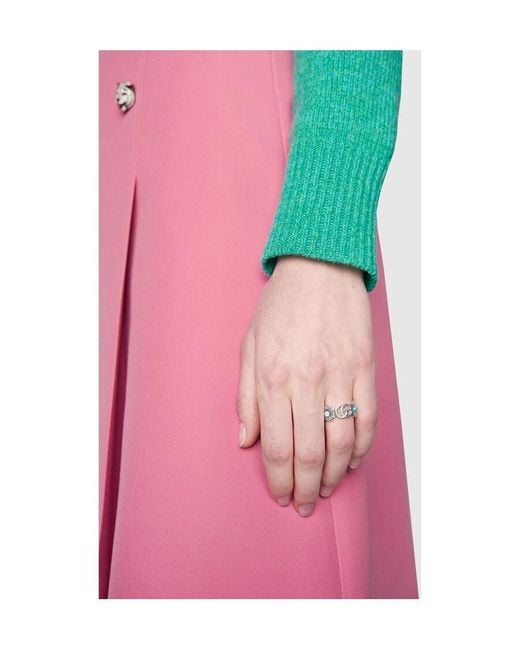 Gucci White Gg Marmont Mother-Of-Pearl Ring