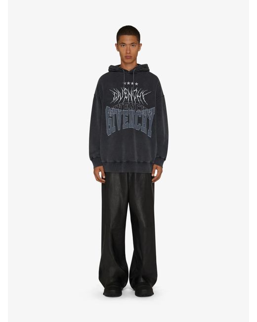 Givenchy Gray Logo Embroidered Drawstring Hoodie for men