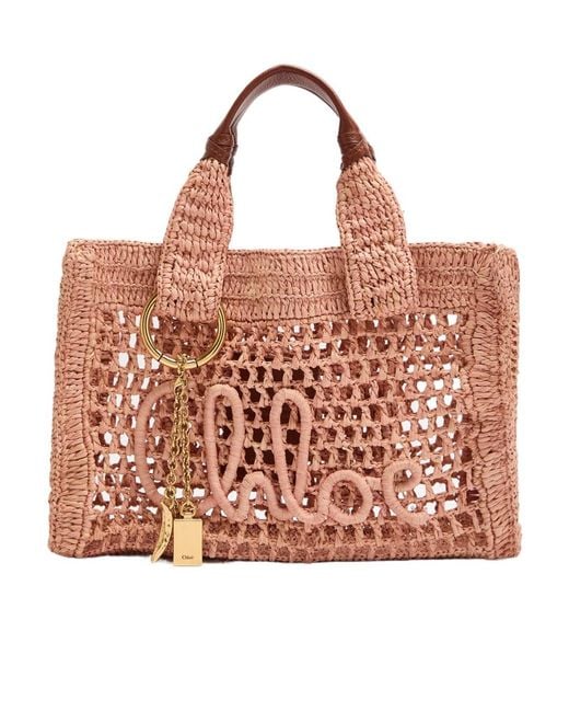 Chloé Brown Straw Tote Bag