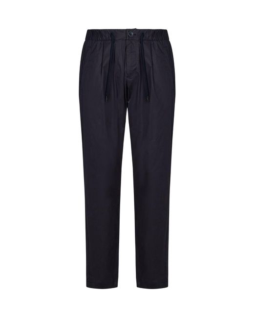 Herno Blue Drawstring Straight-Leg Trousers for men