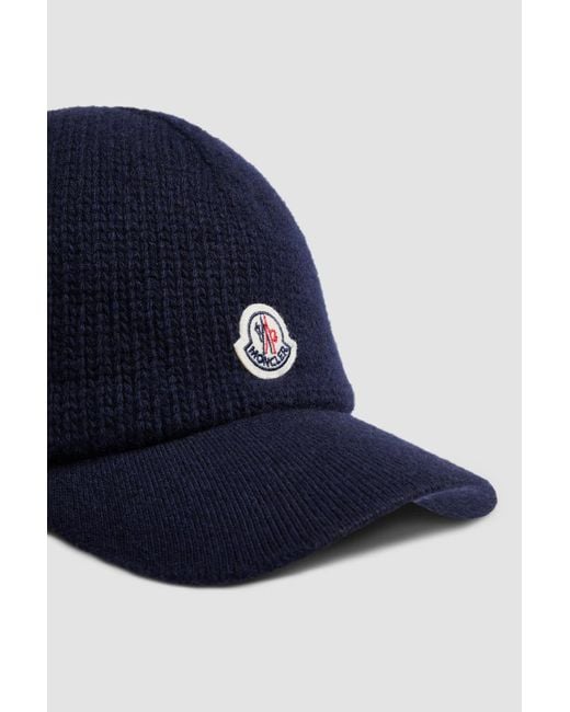 Moncler Blue Logo Patch Knitted Baseball Cap