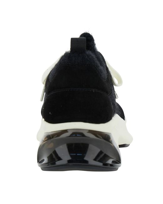 Tory Burch Black Logo Patch Knitted Lace-Up Sneakers