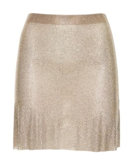 GIUSEPPE DI MORABITO Natural Embellished Net Mini Skirt