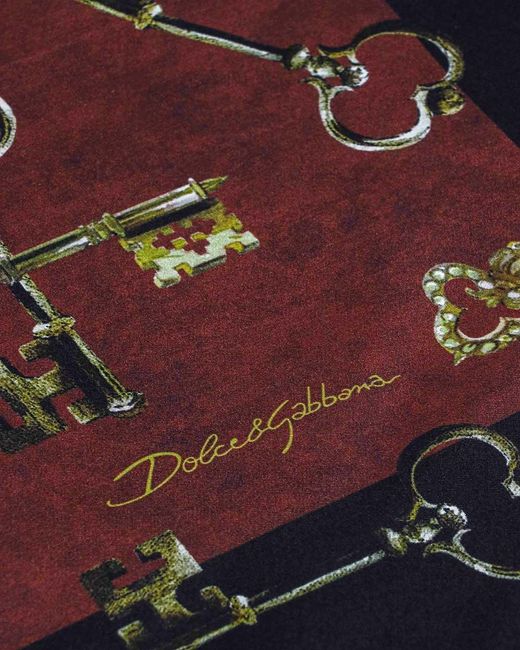 Dolce & Gabbana Brown Silk Printed Silk Scarf for men