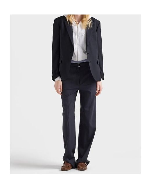 Prada Blue Single-Breasted Tailored Blazer