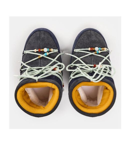 Moon Boot Blue And Color-Blocked Suede Snow Boots