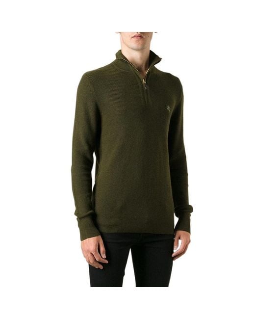 Burberry Green Vertical Collar Zipper Sweater for men