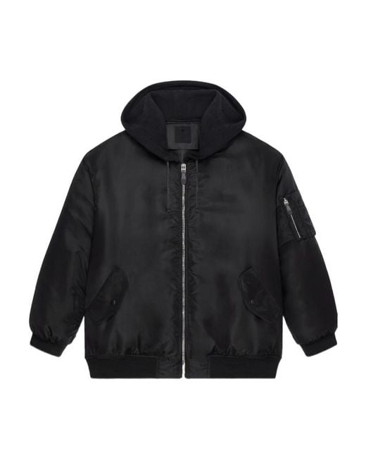 Givenchy Black Oversized Hooded Bomber Jacket