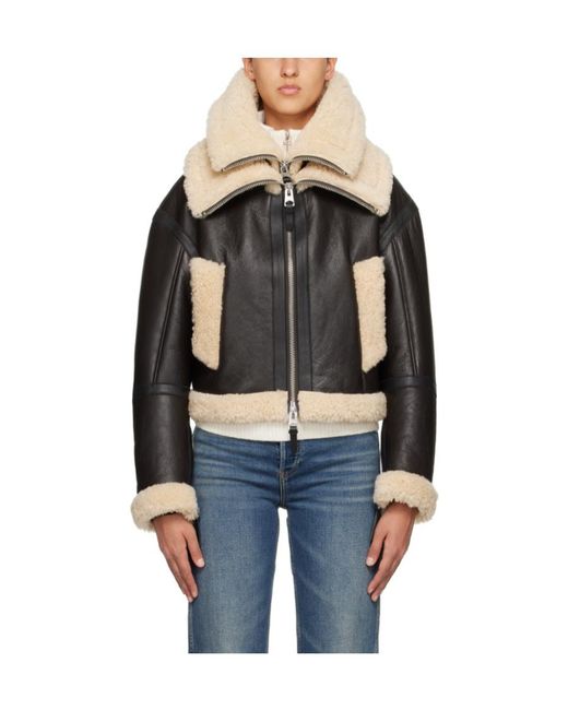 Mackage Black Laminated Design Leather Jacket