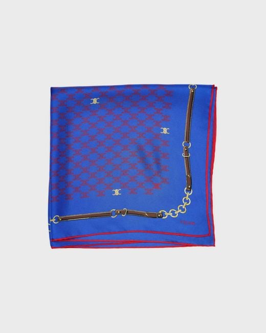 Céline Blue Patterned Silk Scarf