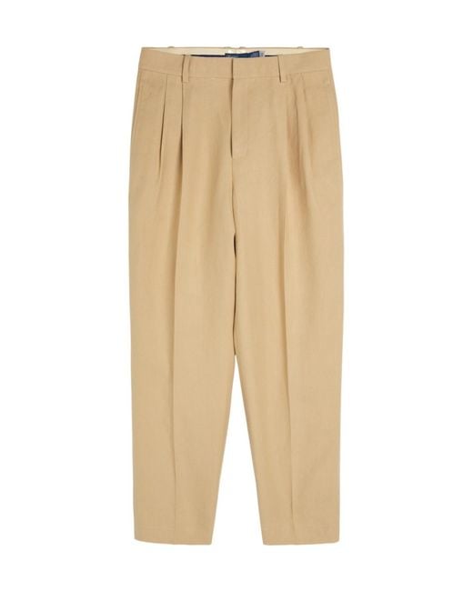 Polo Ralph Lauren Natural Pleated Tapered-Leg Hemp Trousers