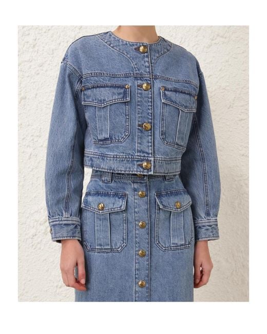 Zimmermann Blue Denim Cropped Jacket