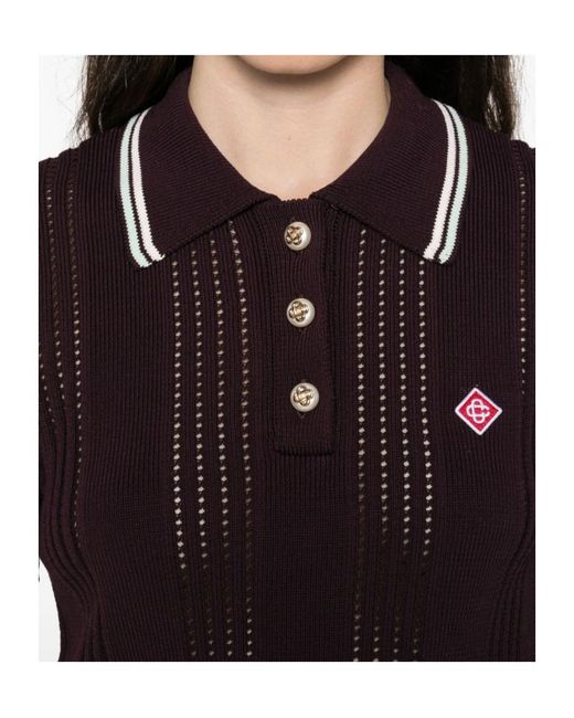 Casablanca Red Knit Short Sleeve Polo Shirt