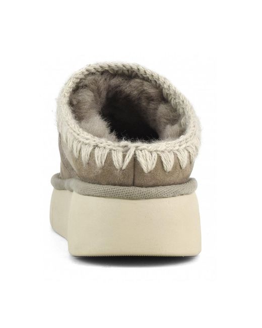 Mou Gray Sheepskin Clog Sandals