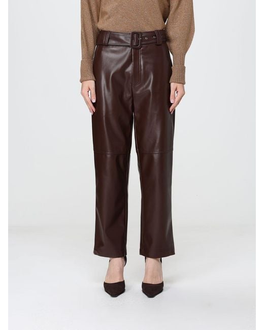 Twinset Brown Belted Faux-Leather Trousers