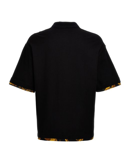 Versace Jeans Black Couture Logo-Embroidered Short-Sleeved Polo Shirt for men