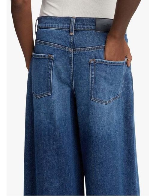 7 For All Mankind Blue High-Waisted Wide-Leg Jeans