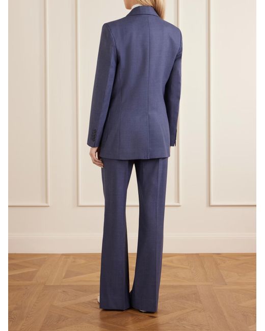 Victoria Beckham Blue Slate Wool-Blend Blazer