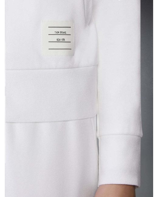 Thom Browne White 4-Bar Zip-Up Hoodie