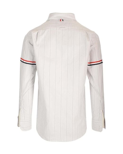 Thom Browne White Rwb Striped Long-Sleeved Shirt for men