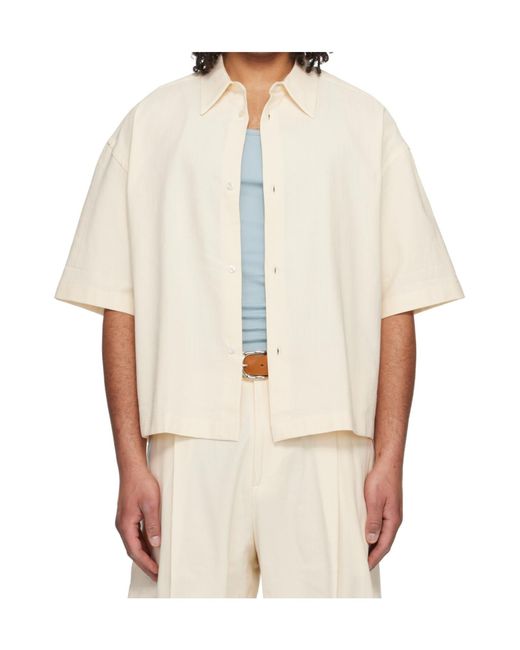 Studio Nicholson White Cotton- And Linen-Blend Coutil Shirt for men
