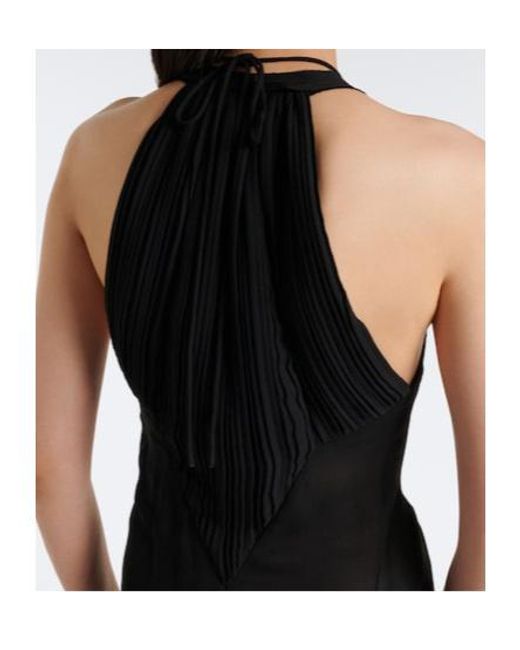 Victoria Beckham Black Paneled Crêpe Satin Gown