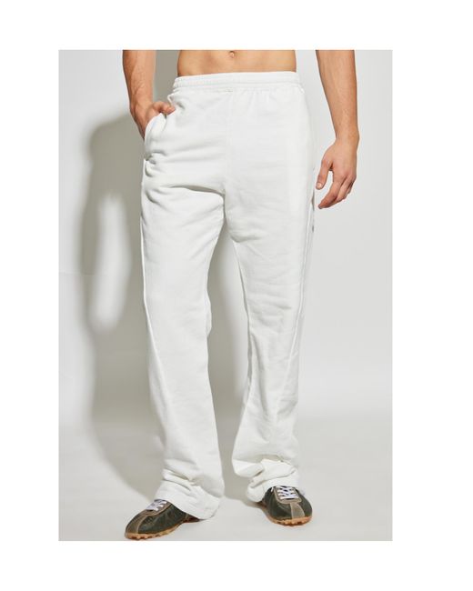 MM6 by Maison Margiela White Numeric Embroidered Sweatpants for men