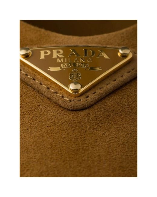 Prada Brown Logo Plaque Ballerina Shoes