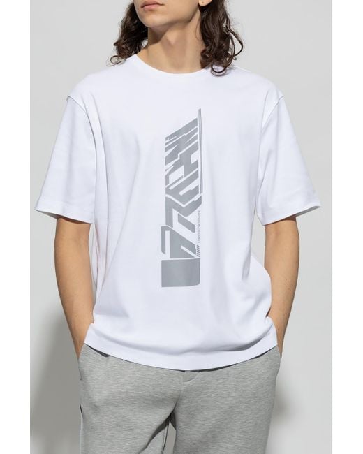 Emporio Armani White Graphic-Print T-Shirt for men