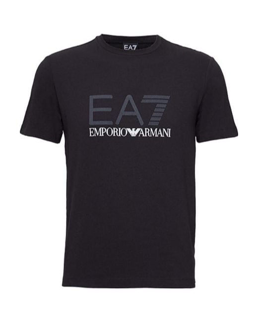 EA7 Black Round-Necked T-Shirt for men