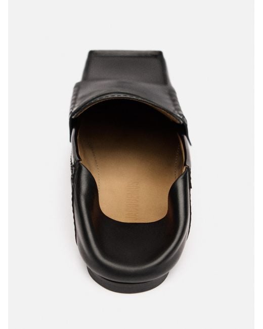 Jacquemus Black Leather Square-Toe Loafers