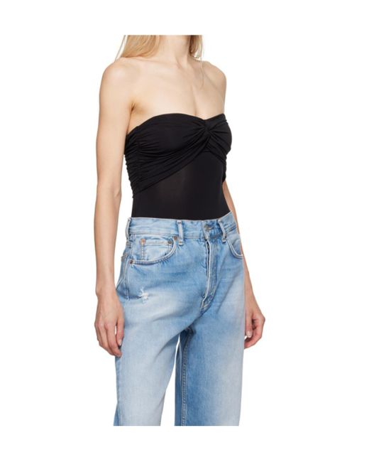 Anine Bing Black Ravine Gathered Strapless Bodysuit