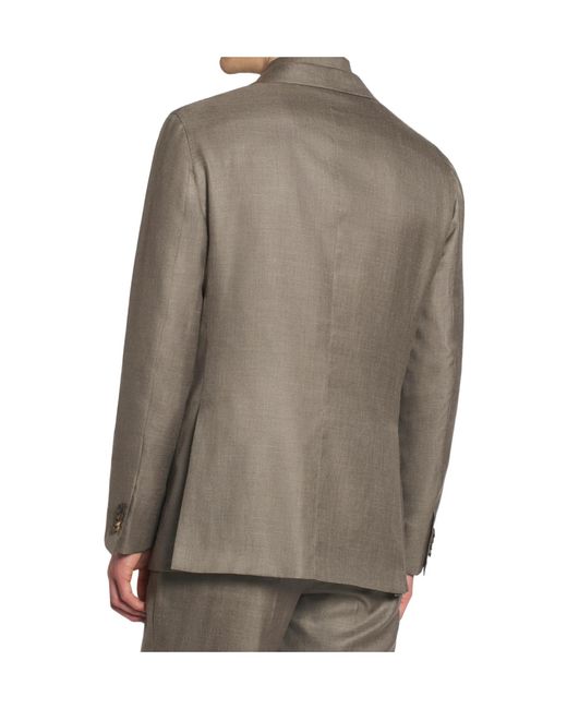 Brioni Brown Zefiro Taupe Silk, Cashmere And Linen Soffio Blazer for men