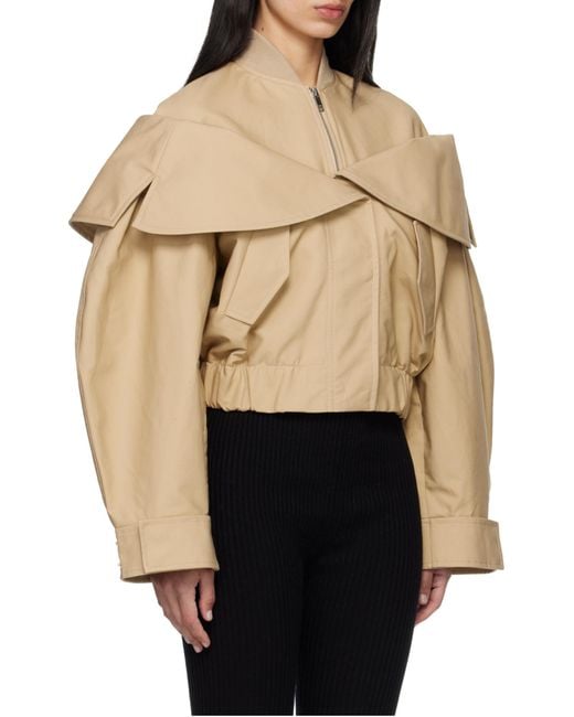 Ganni Natural Layered Cotton Bomber Jacket