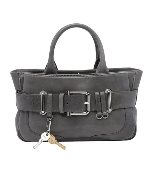 OSOI Black Brocle Mini Belted Tote Bag