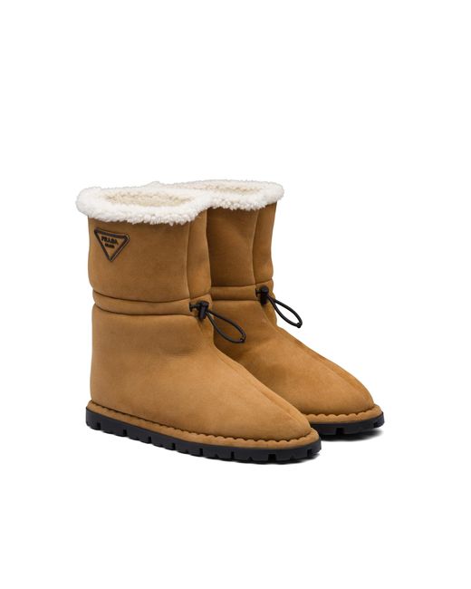 Prada Brown Shearling Booties for men